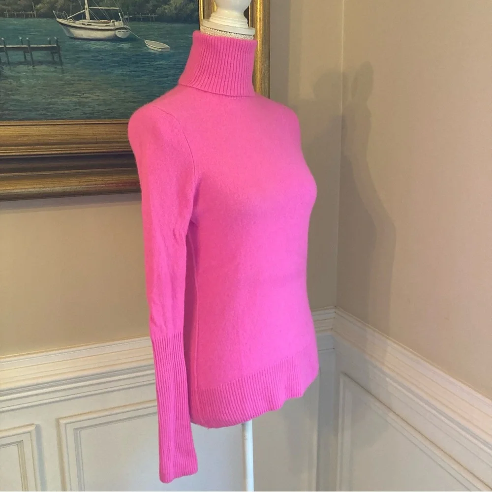 AQUA Punch Pink Cashmere Turtleneck Sweater - Picture 8 of 9